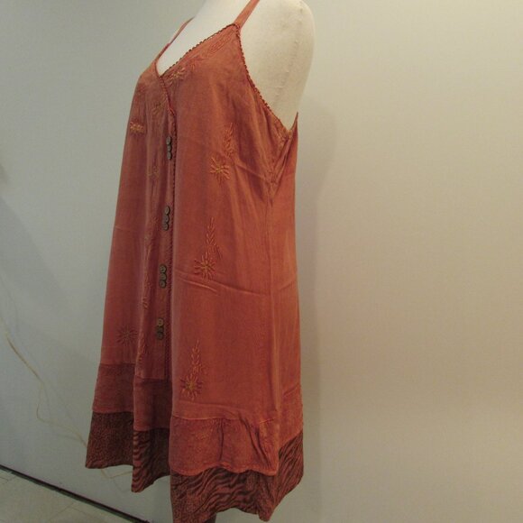 Raya Sun Orange Big Cat Print Embroidered Sun Dress 3X - Picture 5 of 16